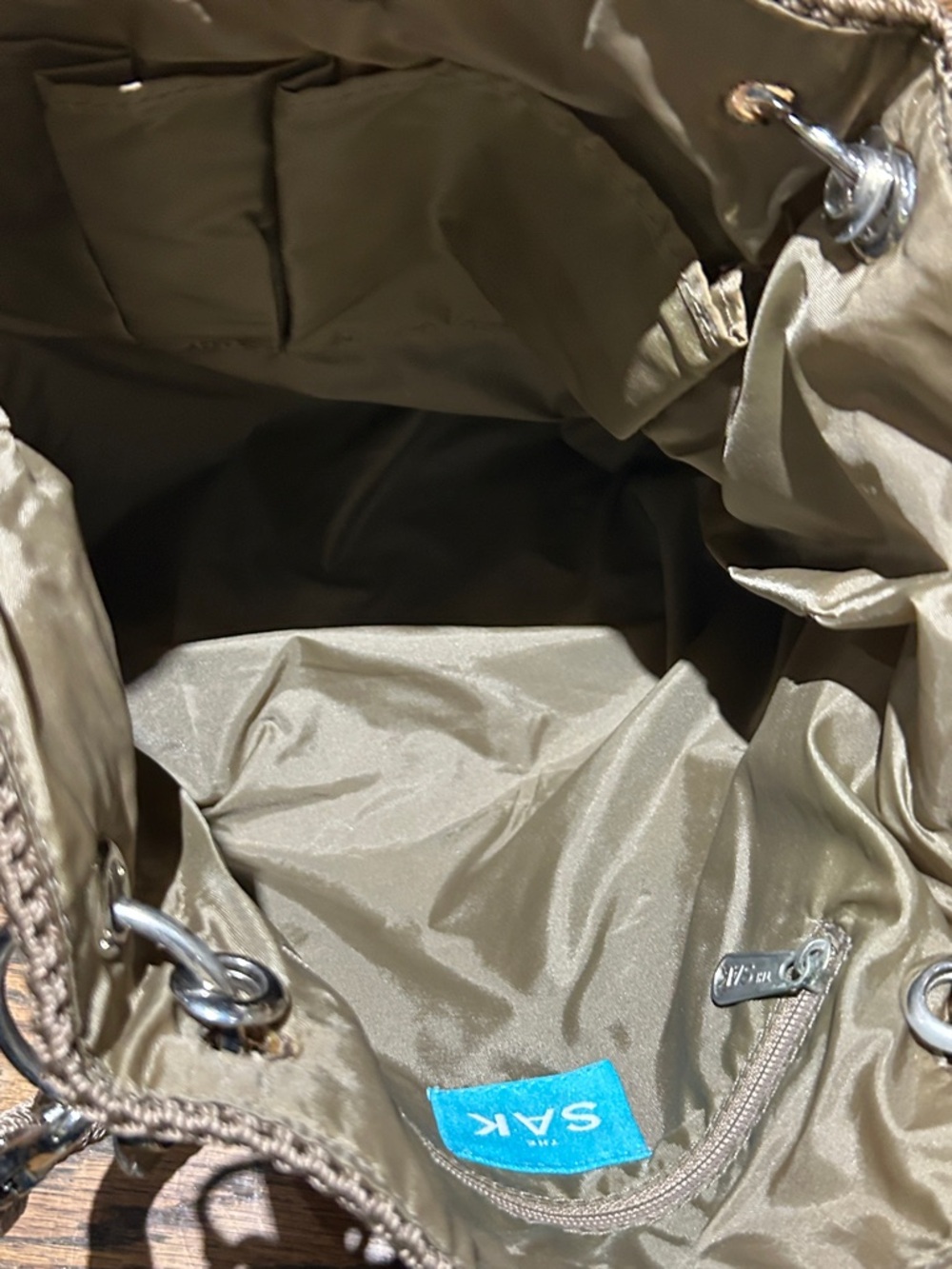 The Sak Two-Tone Woven Tote in Beige & Brown - Picture 6 of 9